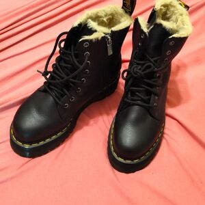 Dr. Martens Black Ankle Boots with Yellow Stitching